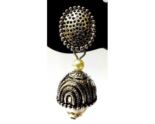 Silver Oxidized Earrings Jhumka Jhumki Ethnic Imitation Jewelry Dangle Long EA22